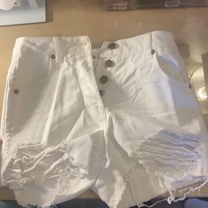 Rollas white jean shorts